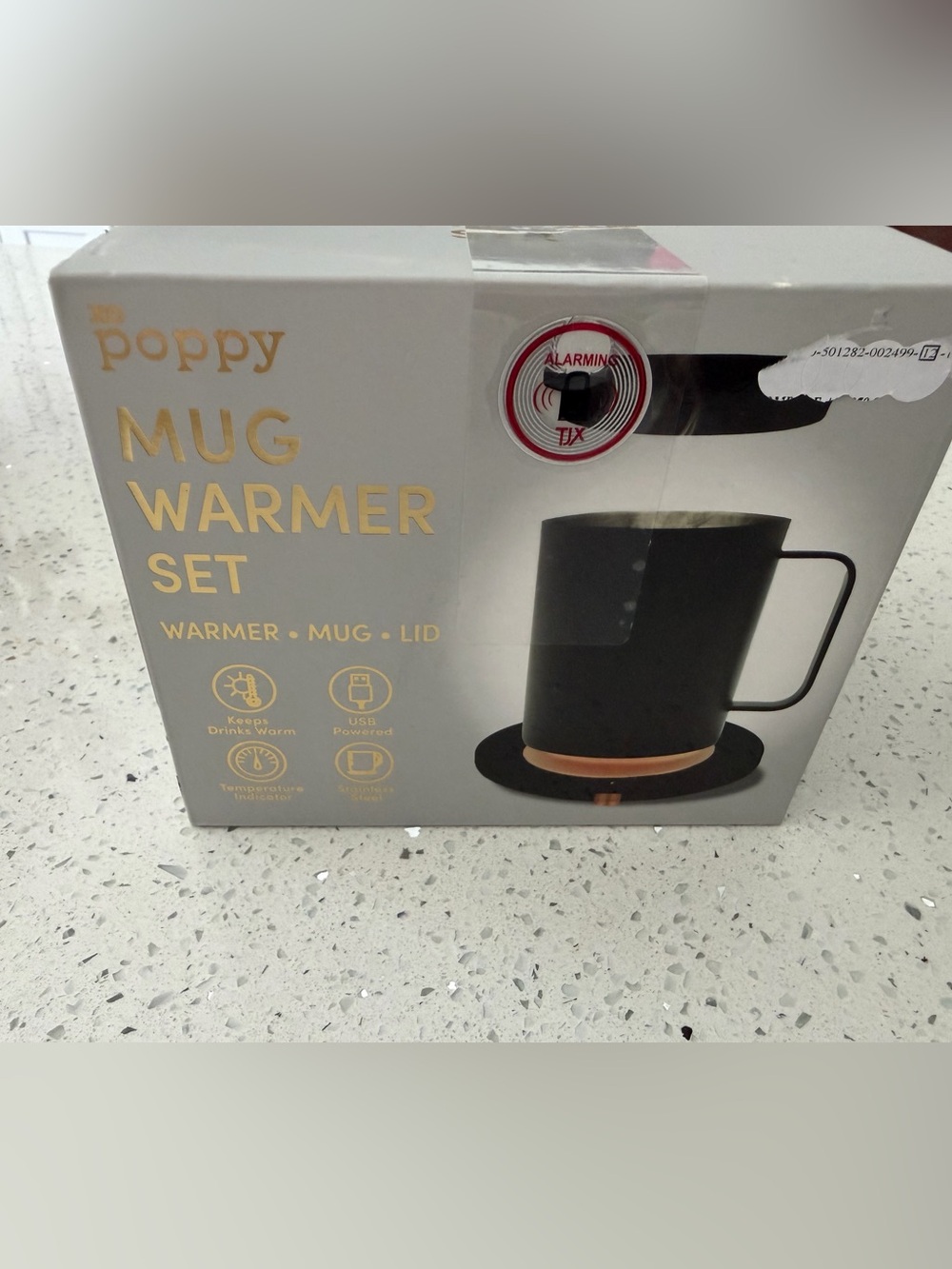 XO Poppy Black Mug Warmer Set with USB-Powered Base